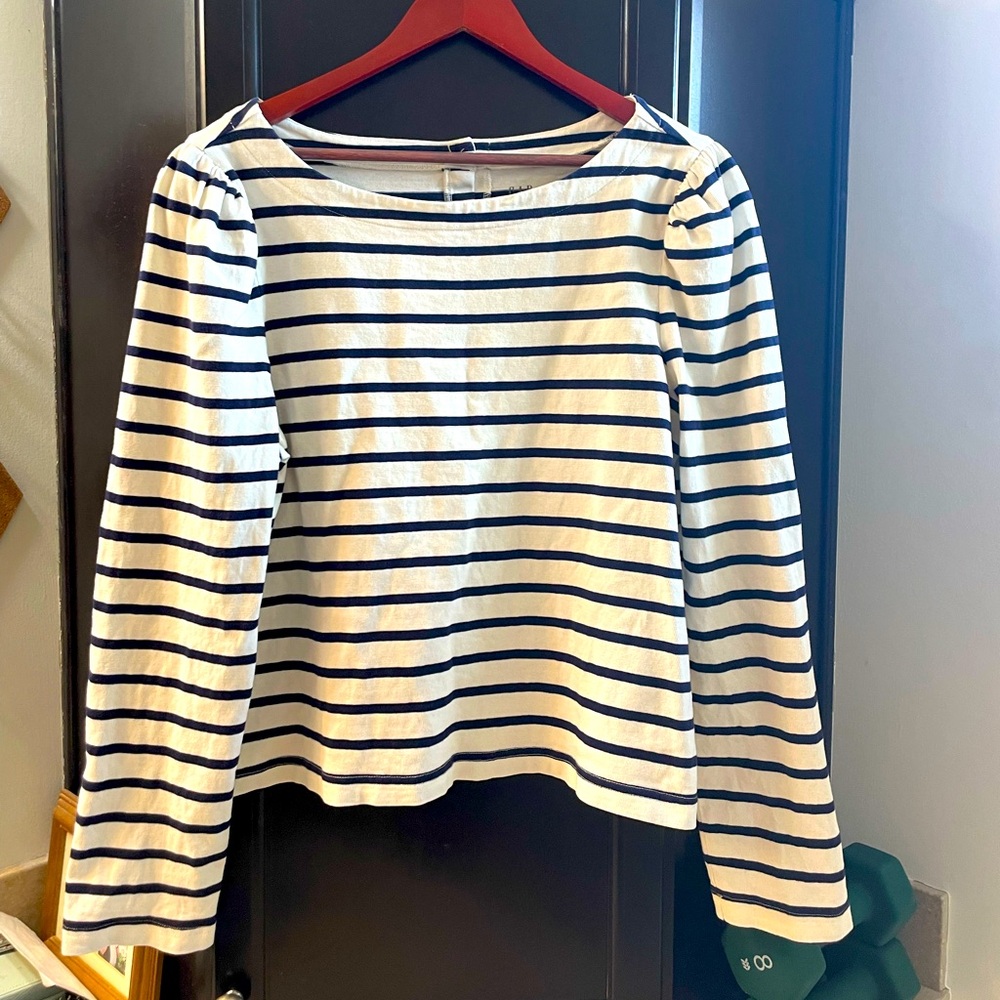 Striped Long Sleeve Tee - Navy & White